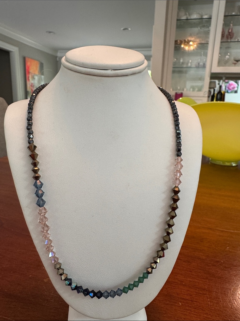 Sabika Multi-Color Faceted Crystal Necklace - Pink Accent